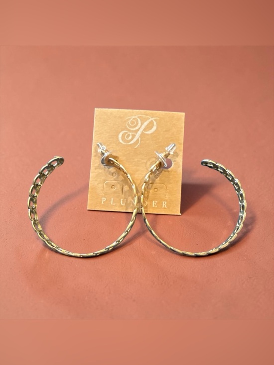 Plunder Jewelry - Plunder Gold Textured Hoop Earrings with Hammered Detail